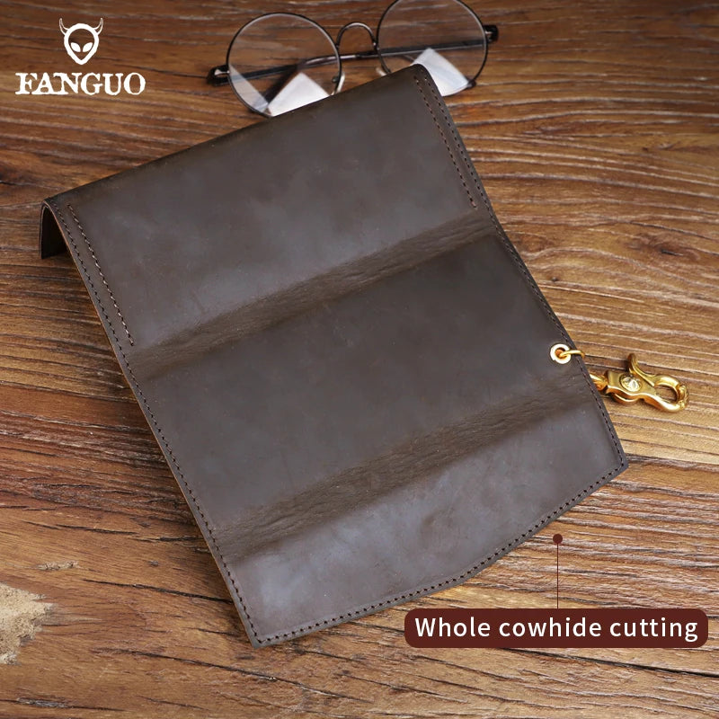 Genuine Leather Sunglasses Case – Retro Folding Eyewear Box with Magnet
