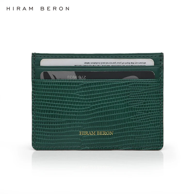 Genuine Leather Card Wallet with Free Monogram – Men's Slim Cardholder