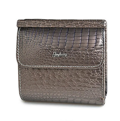 Genuine Leather Women's Short Wallet – Crocodile Pattern Purse