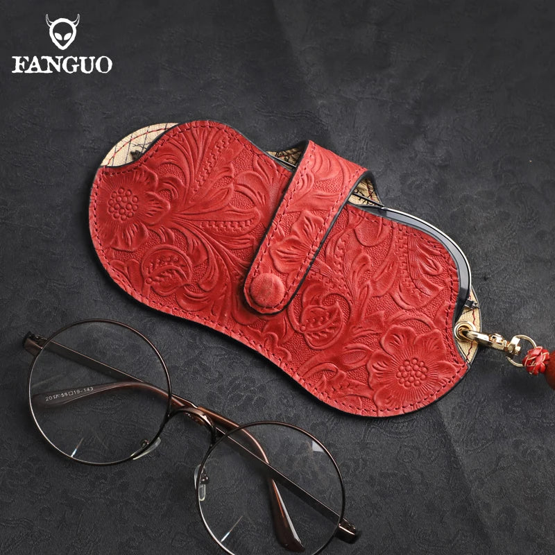 Genuine Leather Glasses Case – Handmade Portable Eyeglasses Pouch
