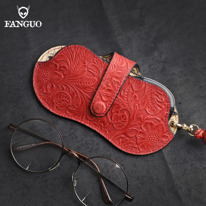 Genuine Leather Glasses Case – Handmade Portable Eyeglasses Pouch