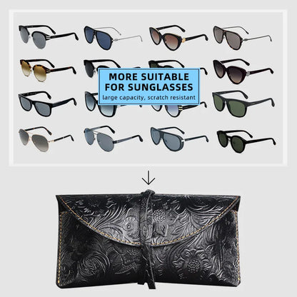 Genuine Leather Foldable Glasses Case for Men