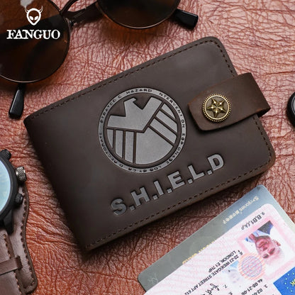 SHIELD Embossed Genuine Leather Driver's License Holder & Card Wallet