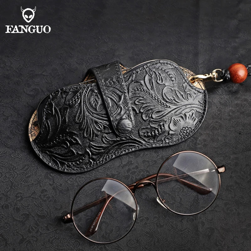 Genuine Leather Glasses Case – Handmade Portable Eyeglasses Pouch