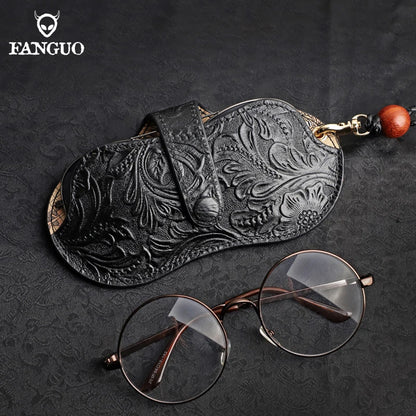Genuine Leather Glasses Case – Handmade Portable Eyeglasses Pouch