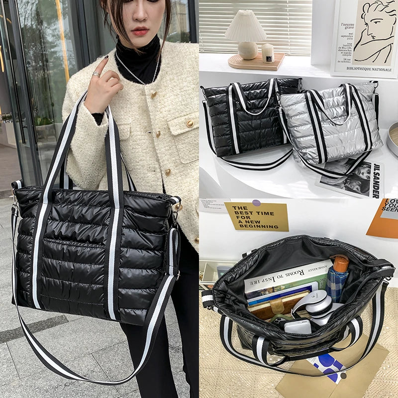 New Big Shoulder Bags Space Cotton Padded Handbags Woman Large Capacity Tote Bags Ladies Shopper Bolsa Feminina