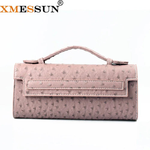 Ostrich Pattern Long Clutch Bag – PU Leather Party Handbag