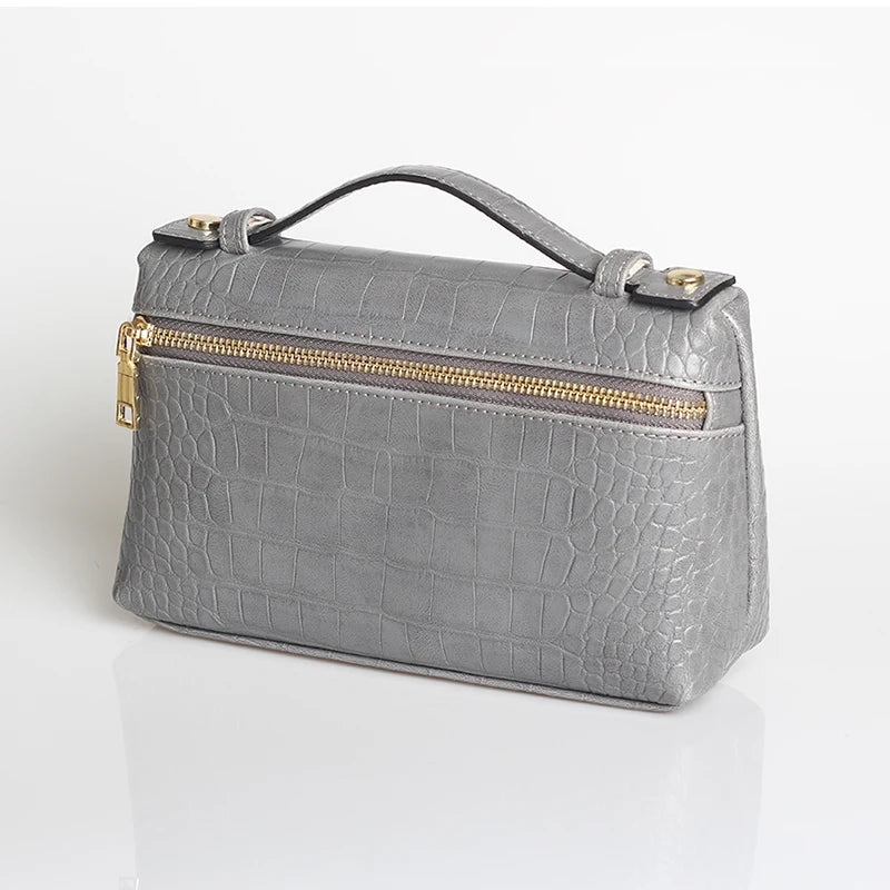 Embossed Leather Makeup Bag – Women's Exotic Pattern Clutch