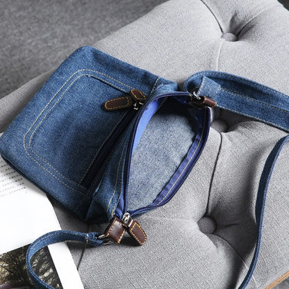 Vintage Denim Crossbody Bag for Women