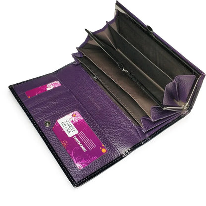 Genuine Leather Alligator Patent Women's Long Clutch Wallet