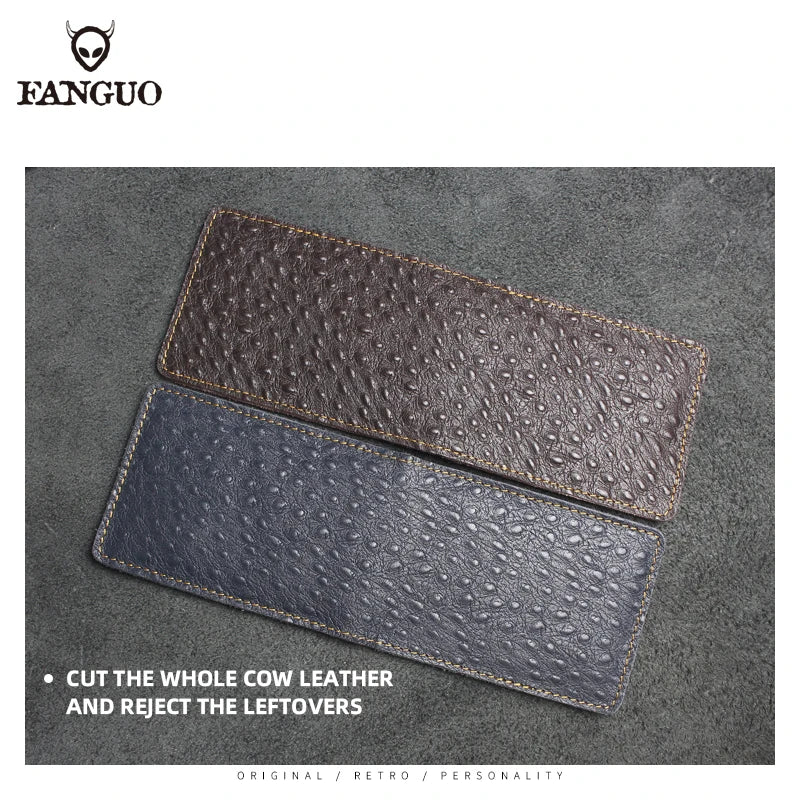 Genuine Leather Ostrich Pattern Driver's License Holder & Card Wallet