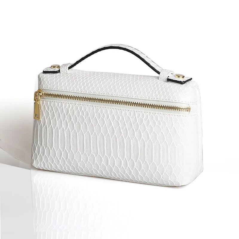 Embossed Leather Makeup Bag – Women's Exotic Pattern Clutch