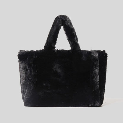 Large Tote Bag Luxury Faux Fur Women Handbags Designer Lady Hand Bags Fluffy Soft Plush Shopper Warm