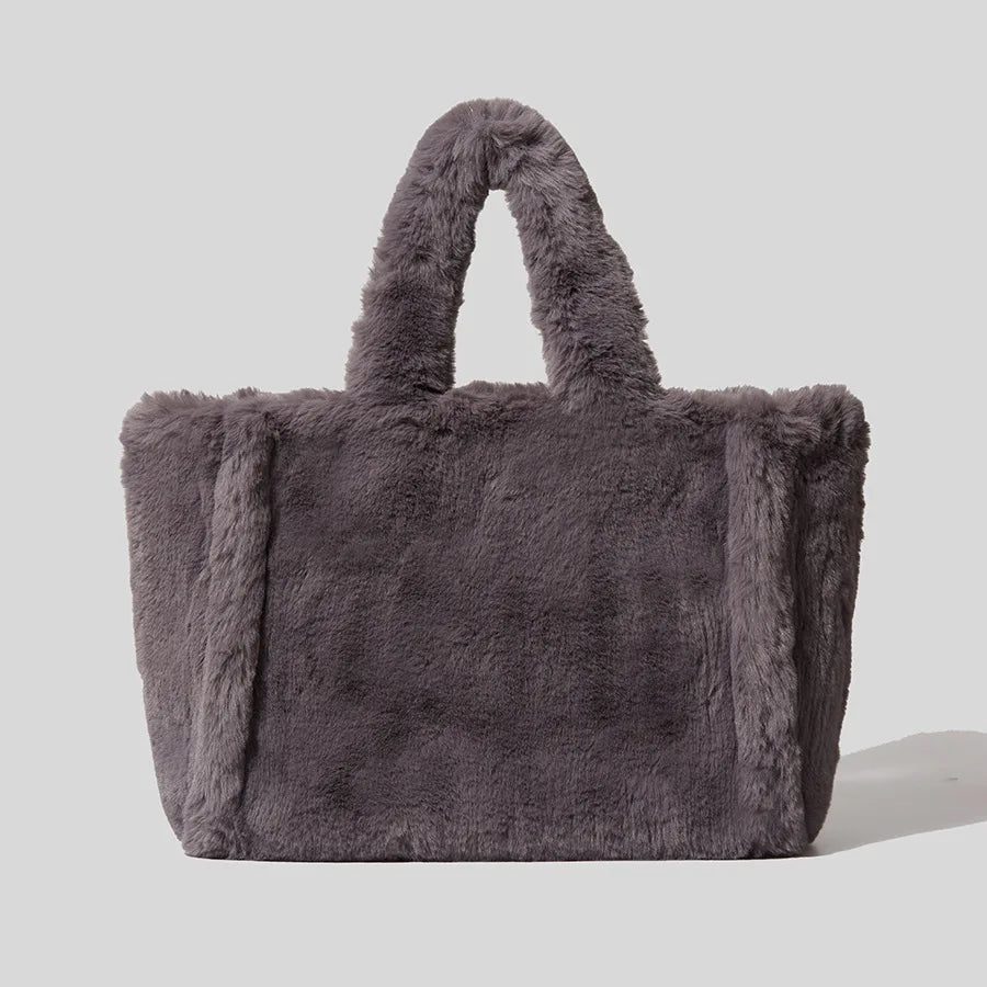 Large Tote Bag Luxury Faux Fur Women Handbags Designer Lady Hand Bags Fluffy Soft Plush Shopper Warm