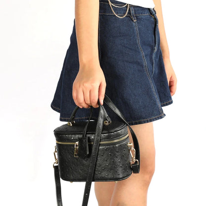 Ostrich & Python Pattern Women's Crossbody Shoulder Bag