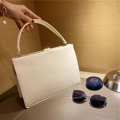 Vintage Big Clip Women Handbags Designer Female Large Capacity Tote Bag Luxury Pu Leather Handbag