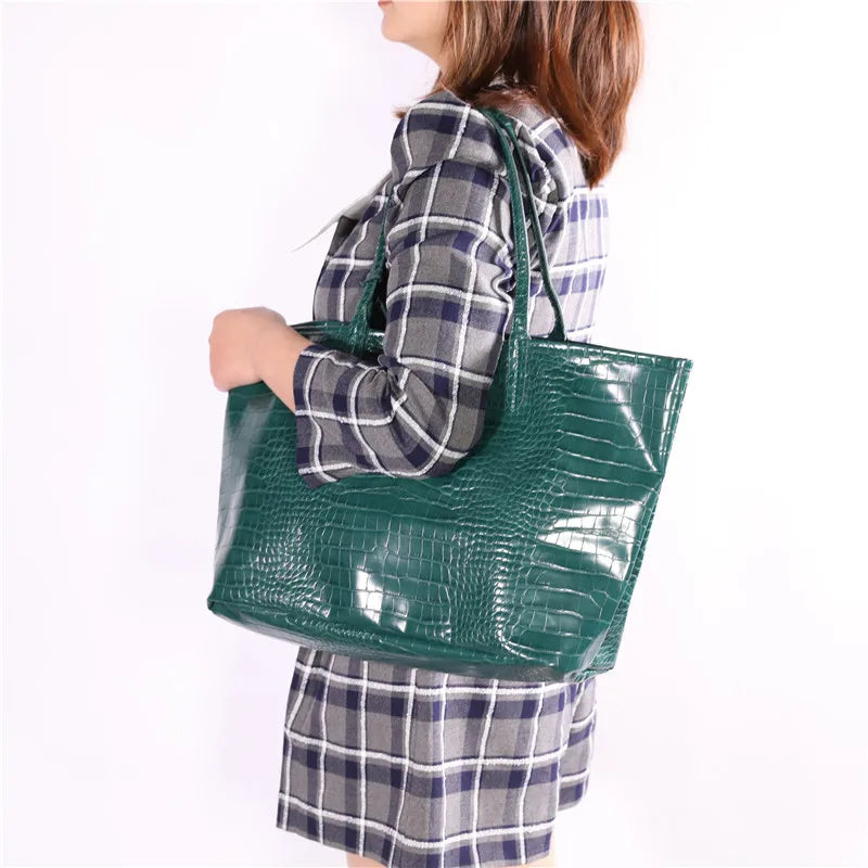 Large Capacity Women's Tote Bag – Exotic Texture Shoulder Handbag