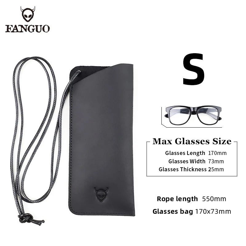 Genuine Leather Glasses Case with Lanyard – Handmade Sunglasses Pouch