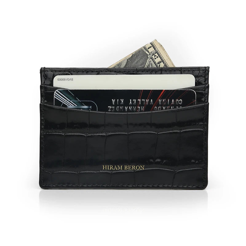 Croco Leather Card Holder Wallet – Custom Name Monogram