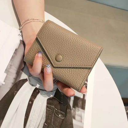 Genuine Leather Trifold Wallet for Women – Slim Cowhide Card Holder