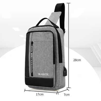 Men's Sling Chest Bag with USB Charging Port – Oxford Fabric