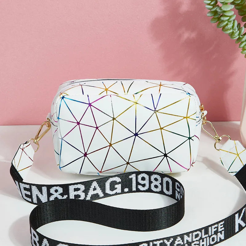 Geometric Crossbody Bag – Women's PU Leather Small Shoulder Purse