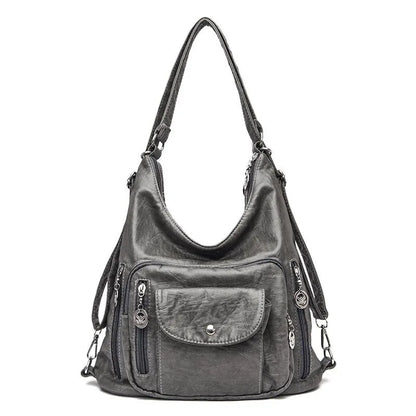 Vintage Women's PU Leather Shoulder Bag – Large Capacity Convertible Handbag