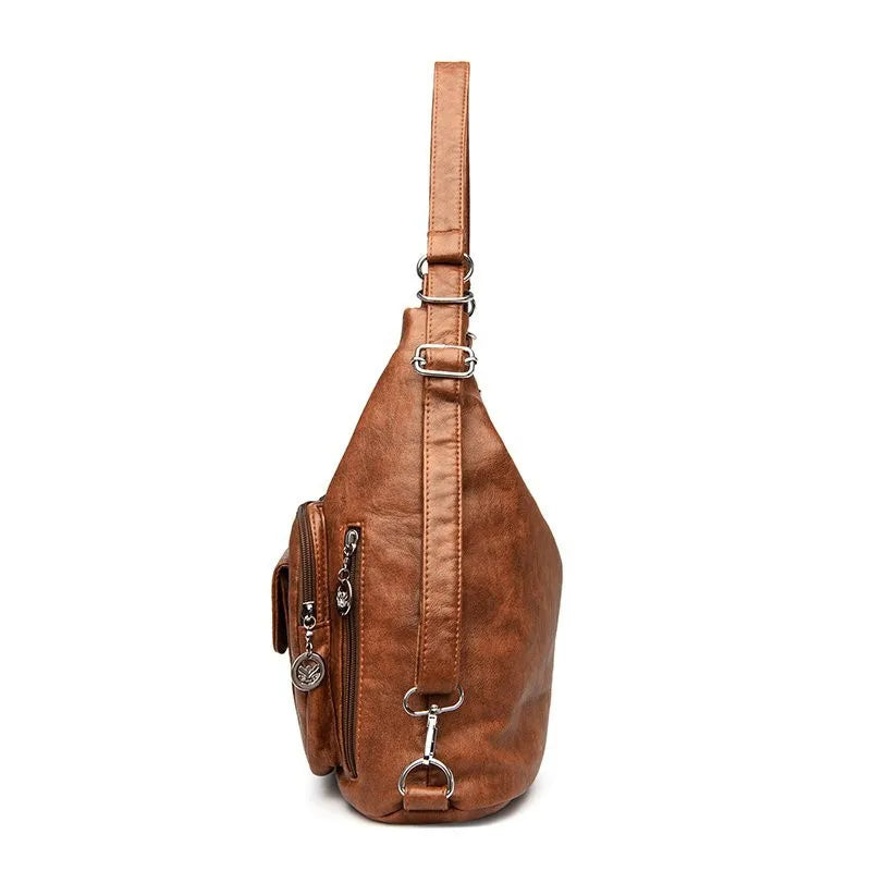 Vintage Women's PU Leather Shoulder Bag – Large Capacity Convertible Handbag
