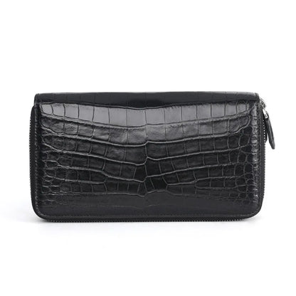Crocodile Leather Men's Double Zipper Clutch Wallet
