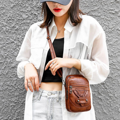 Crossbody Phone Bag for Women – Vintage PU Leather Purse