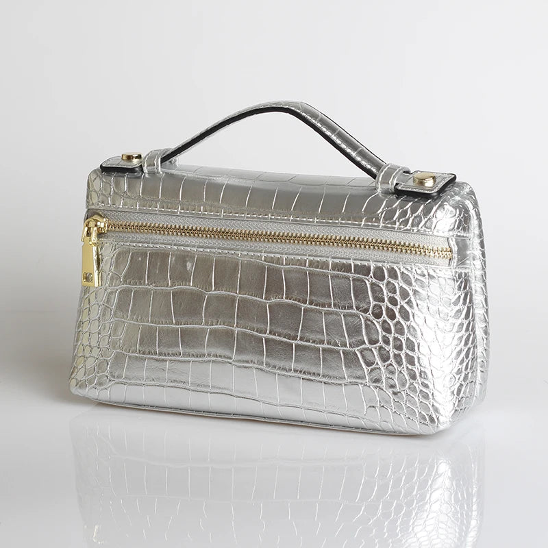 Exotic Embossed Leather Makeup Clutch Bag – Luxury Women's Handbag