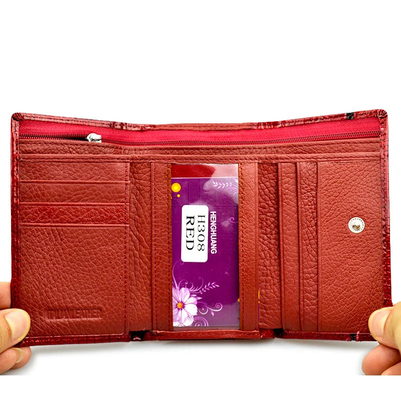 Genuine Leather Crocodile Pattern Clutch Wallet for Women
