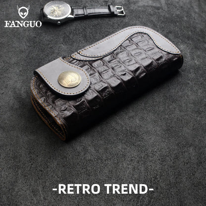 Crocodile Pattern Genuine Leather Long Wallet for Men