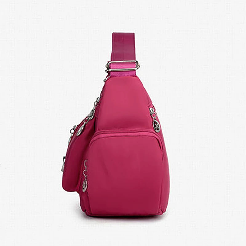 Waterproof Oxford Crossbody Bag – Multi-Zipper Women's Bag