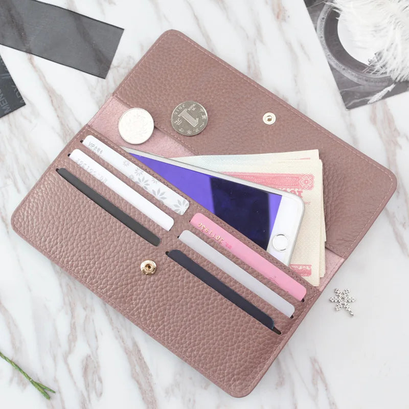 Slim Genuine Leather Card Holder Wallet for Women