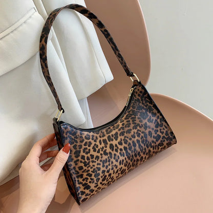 Leopard Print PU Leather Shoulder Bag for Women
