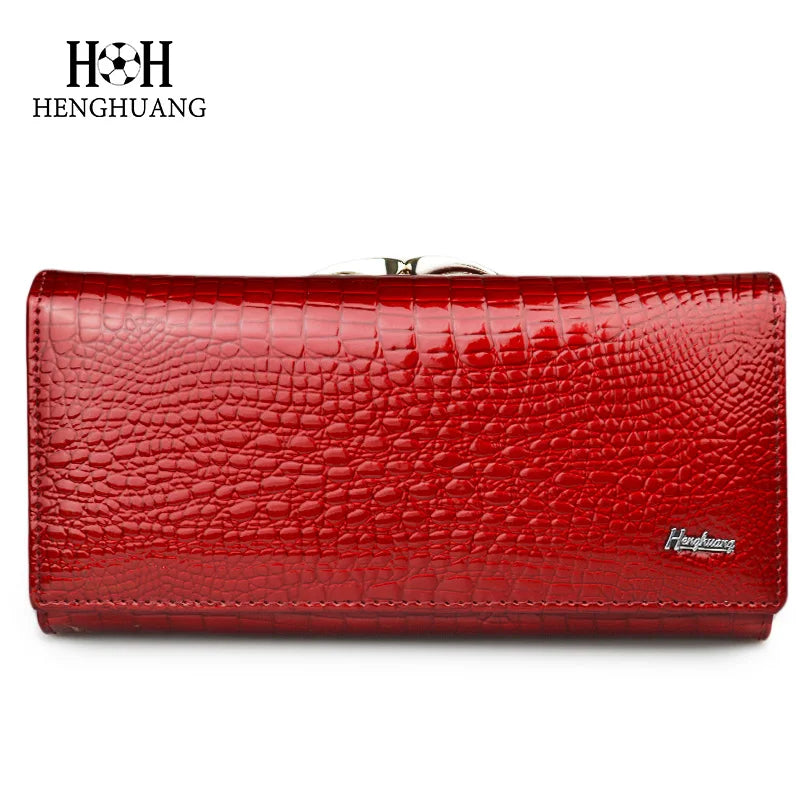 Alligator Leather Long Hasp Wallet for Women – Luxury Clutch Purse