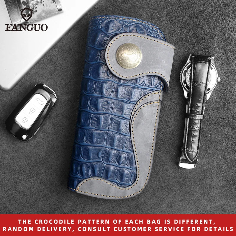 Crocodile Pattern Genuine Leather Long Wallet for Men