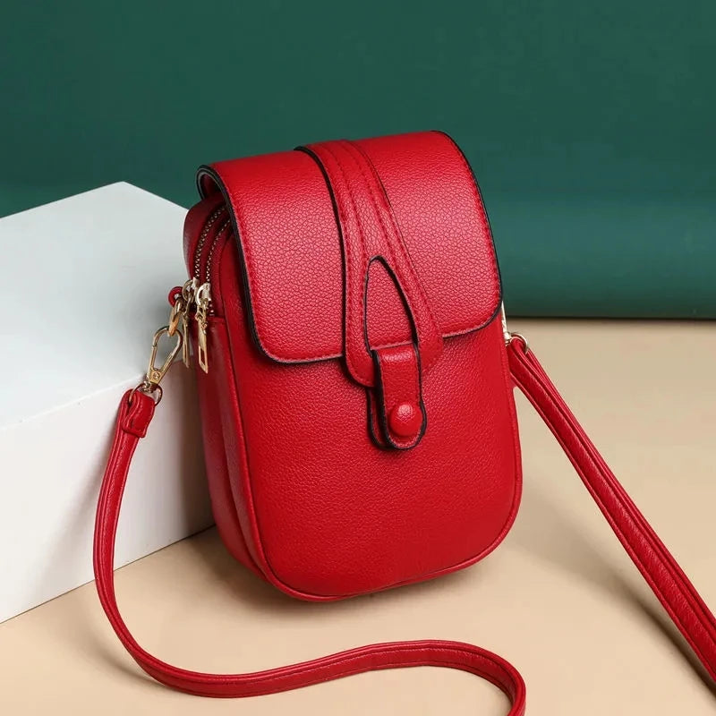 Crossbody Phone Purse for Women – Vintage Flap PU Leather Bag