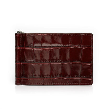 Crocodile Embossed Leather Money Clip Wallet – Men's Slim Card Holder