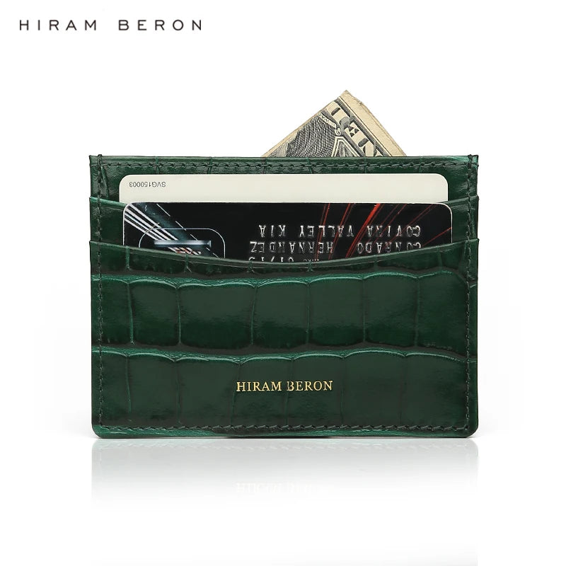 Croco Leather Card Holder Wallet – Custom Name Monogram