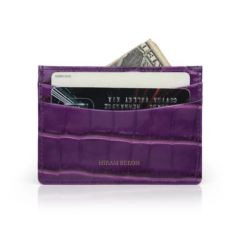 Croco Leather Card Holder Wallet – Custom Name Monogram