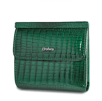 Genuine Leather Women's Short Wallet – Crocodile Pattern Purse