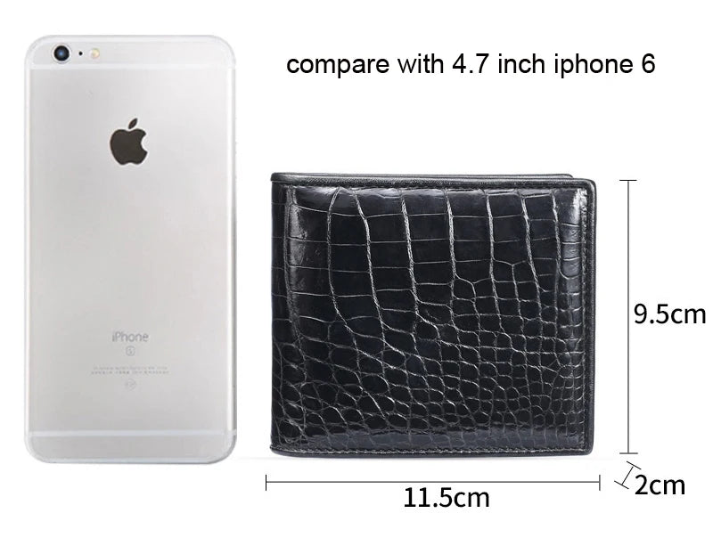 Crocodile Leather Men's Short Wallet with Multi-Card Slots