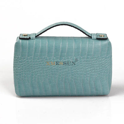 Exotic Embossed Leather Makeup Clutch Bag – Luxury Women's Handbag