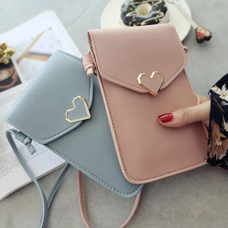 Heart Clasp Phone Crossbody Bag – Women's Mini Shoulder Purse
