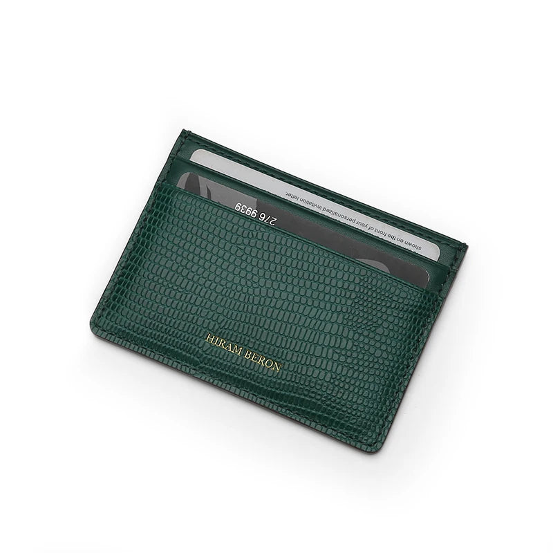 Genuine Leather Card Wallet with Free Monogram – Men's Slim Cardholder