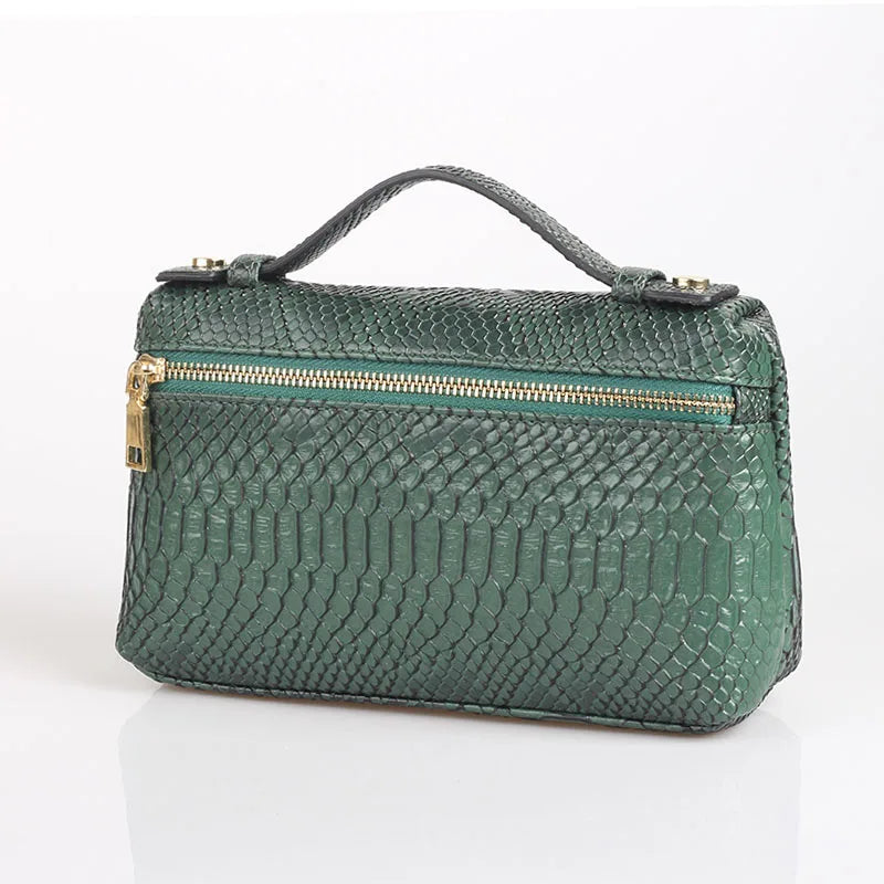 Embossed Leather Makeup Bag – Women's Exotic Pattern Clutch