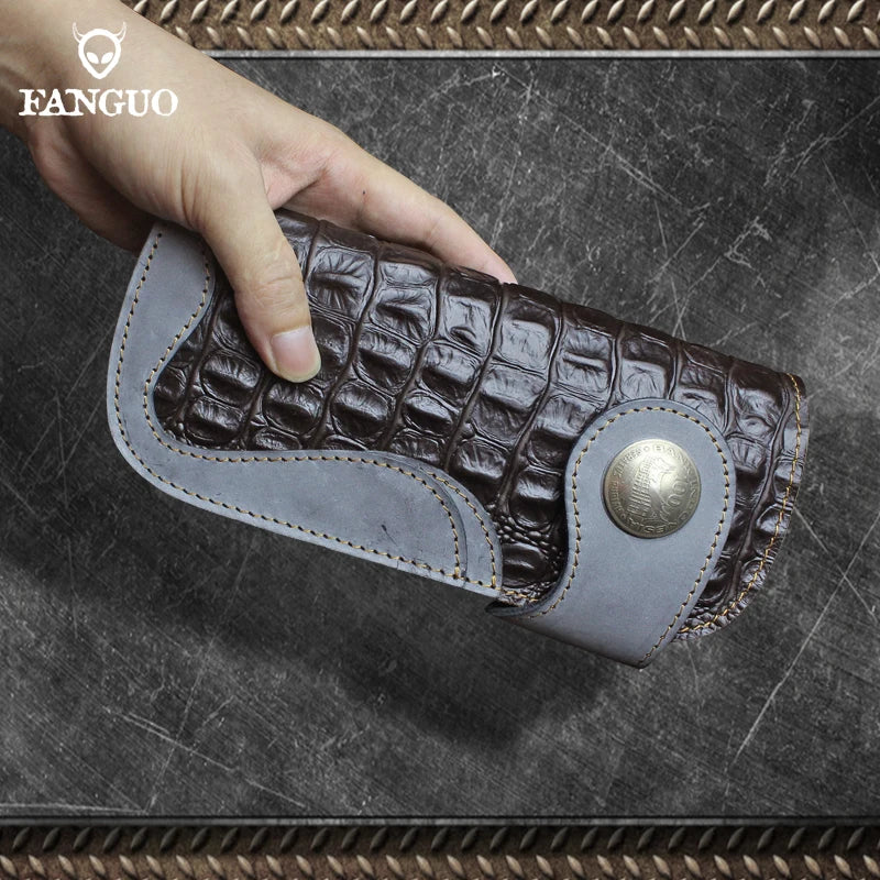 Crocodile Pattern Genuine Leather Long Wallet for Men