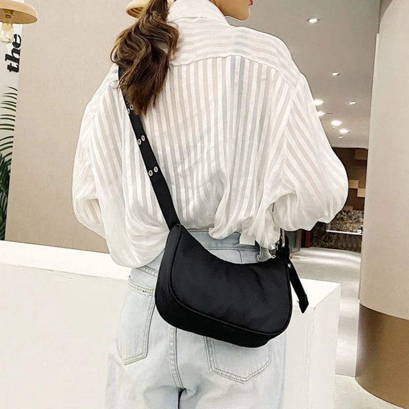 Waterproof Nylon Crossbody Bag for Women – Studded Shoulder Purse